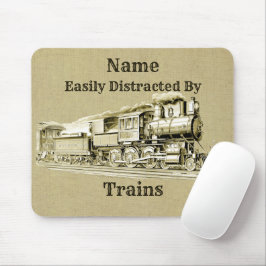 Alfombrilla De Ratón Tren de vapor vintage fácilmente Distraído Por, Añ