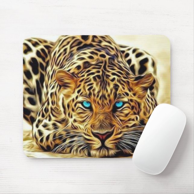 Alfombrilla De Ratón Trending Leopard Blue Eyes Mousepad (Con ratón)