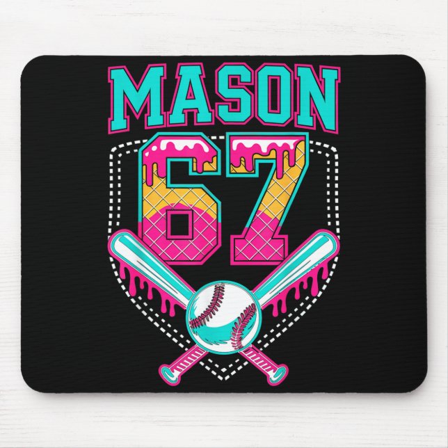 Alfombrilla De Ratón Trendy Mason 67 Mem Ice Cream Drip Baseball Birthd (Frente)
