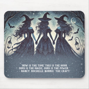 Alfombrilla De Ratón Tres Brujas en la Noche de Halloween Estrellada
