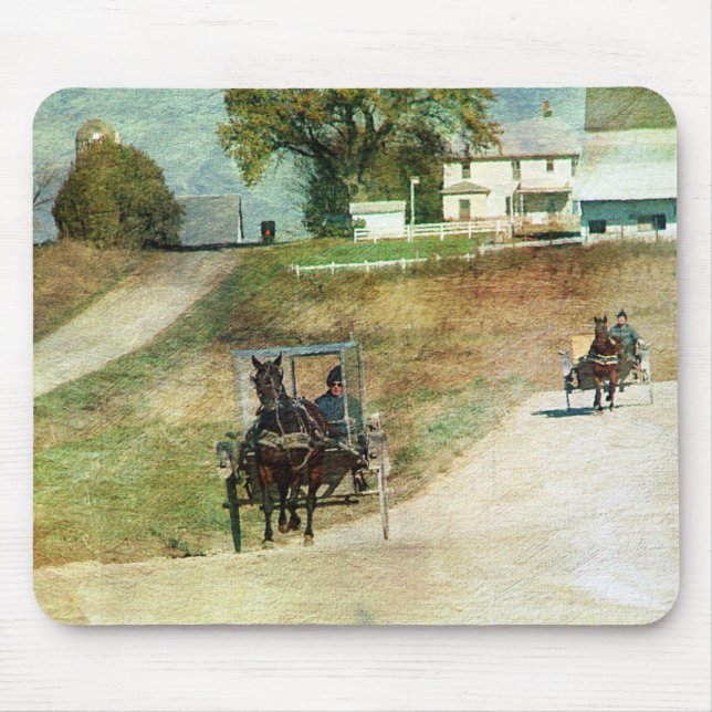 Alfombrilla De Ratón Tres buggies Amish (Frente)