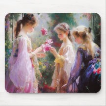 Tres chicas jugando en el jardín