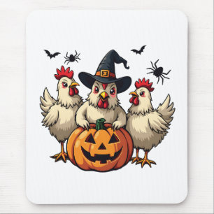 Alfombrilla De Ratón Tres espeluznantes granjeros de pollo de Halloween