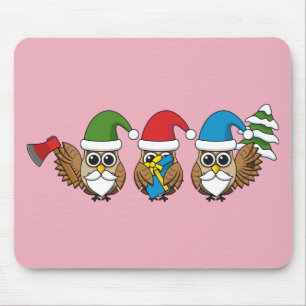 Alfombrilla De Ratón Tres graciosos Navidades Gnome Owes