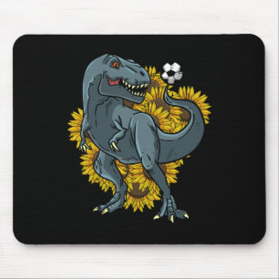 Alfombrilla De Ratón Trex Jugando Fútbol Girasol Divertido Fútbol Dinos