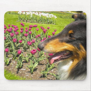 Alfombrilla De Ratón Tri Collie N la almohadilla del ratón Tulips
