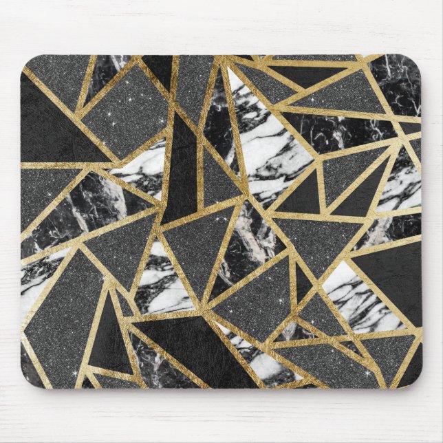 Alfombrilla De Ratón Triángulo geométrico del falso del oro mármol (Frente)
