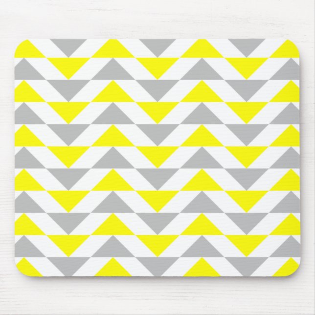 Alfombrilla De Ratón Triángulos geométricos amarillo, gris, modelo (Frente)
