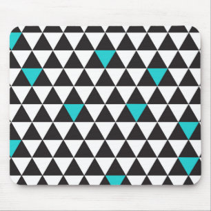 Alfombrilla De Ratón Triángulos Geométricos Negro Blanco Turquesa Azul 