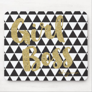 Alfombrilla De Ratón Triángulos Negro y Blanco GIRL BOSS Oficina Falso