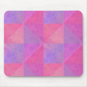 Alfombrilla De Ratón Triángulos rosados y púrpuras Arte moderno de acua