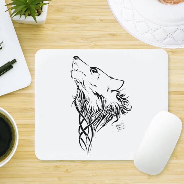 Alfombrilla De Ratón Tribal Black Wolf Howl (Subido por el creador)
