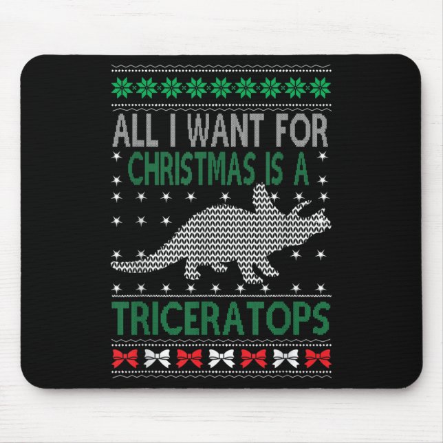 Alfombrilla De Ratón Triceratops Dinosaur Ugly Christmas Design Style F (Frente)