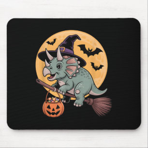 Alfombrilla De Ratón Triceratops Gorra de Brujas Calabaza Halloween Ves