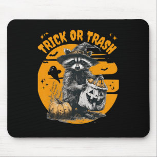 Alfombrilla De Ratón Trick De Racco De Halloween O Raccones Retro De Ba