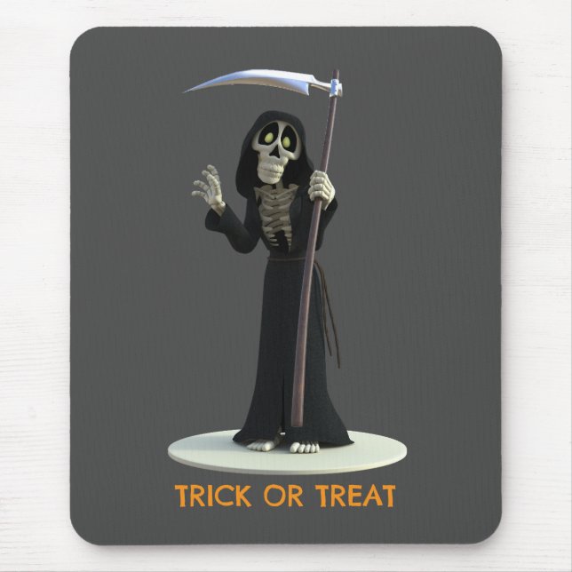 Alfombrilla De Ratón Trick or Treat. Cartoon Grim Reaper (Frente)
