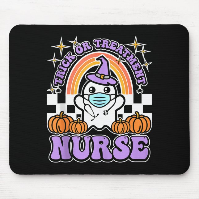 Alfombrilla De Ratón Trick Or Treatment Cute Halloween Ghost Nurse Nigh (Frente)