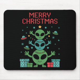 Alfombrilla De Ratón Trío de alienígenas divertidos alegre Navidad fea