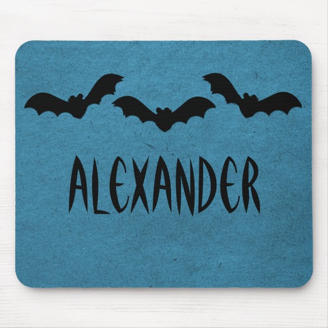 Alfombrilla De Ratón Trío de Bats Halloween Mousepad, azul oscuro (Frente)