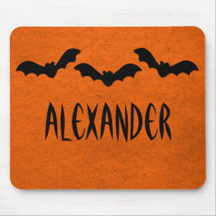 Alfombrilla De Ratón Trío de Bats Halloween Mousepad, Naranja
