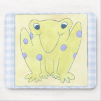 Trío de ranas sobre ropa de Gingham