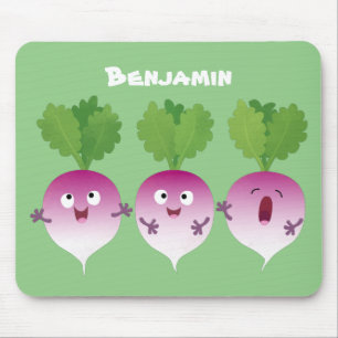 Alfombrilla De Ratón Trío de verduras de nabo lindo personalizado