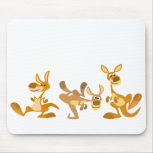 Alfombrilla De Ratón Trío lindo del dibujo animado KangaROOS Mousepad