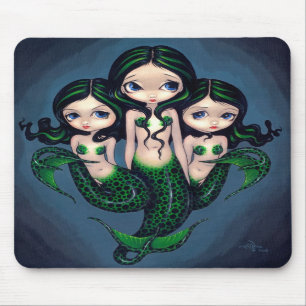 Alfombrilla De Ratón "Tríos verdes" Mousepad de la sirena