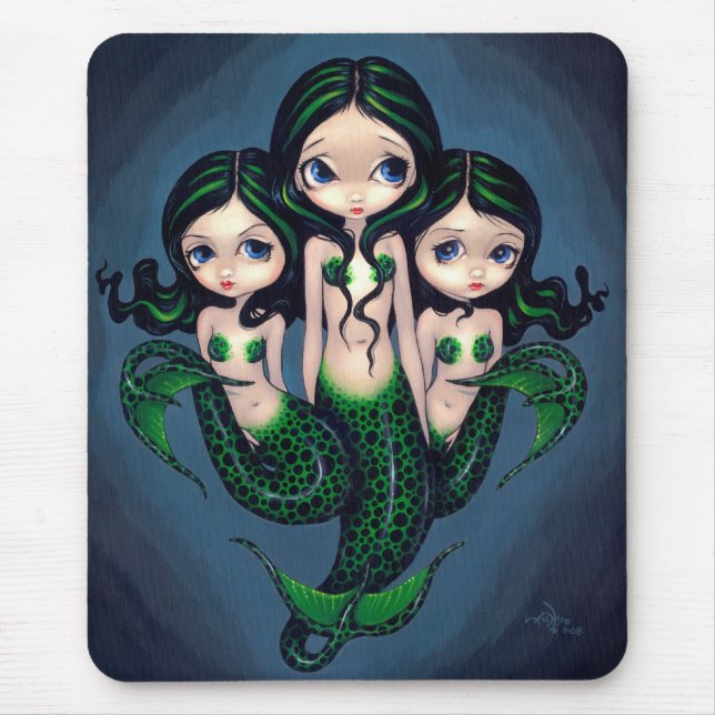 Alfombrilla De Ratón "Tríos verdes" Mousepad de la sirena (Frente)