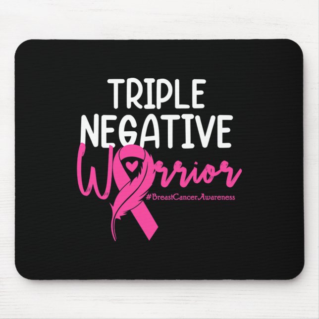 Alfombrilla De Ratón Triple Guerrero Negativo Cáncer de Mama Cinta Rosa (Frente)
