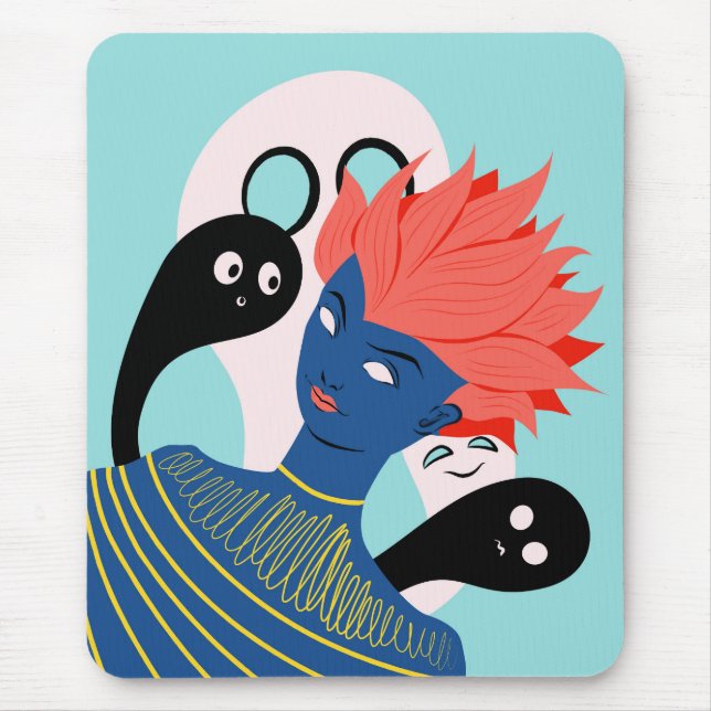 Alfombrilla De Ratón Trippy extraño vaporwave psicodélico (Frente)