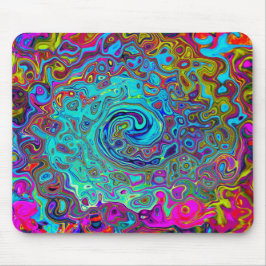 Alfombrilla De Ratón Trippy Sky Blue Abstract Retro Liquid Swirl
