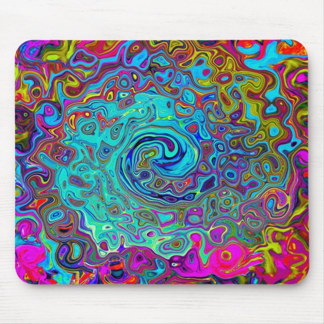 Alfombrilla De Ratón Trippy Sky Blue Abstract Retro Liquid Swirl (Frente)