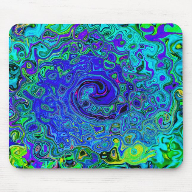Alfombrilla De Ratón Trippy Violet Blue Abstract Retro Liquid Swirl (Frente)