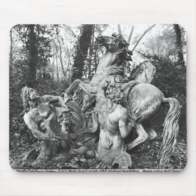 Alfombrilla De Ratón Tritones que preparan dos caballos del sol en (Frente)