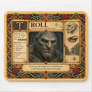 Alfombrilla De Ratón Troll, Arte de Bestiario Medieval