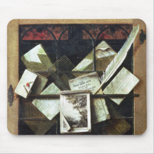 Alfombrilla De Ratón Trompe - l ' oeil con las letras y los cuadernos,