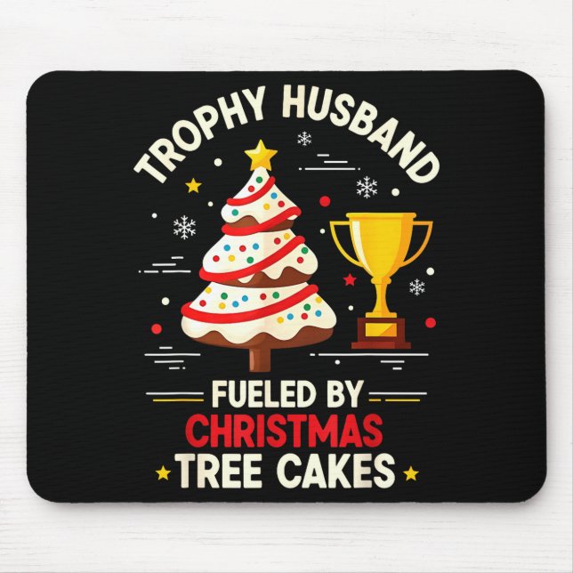 Alfombrilla De Ratón Trophy Retro Husband Fueled By Christmas Tree Cake (Frente)
