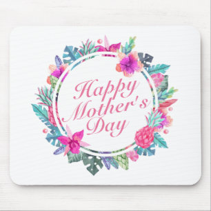 Alfombrilla De Ratón Tropical Happy Mother's Day Floral Frame Mousepad