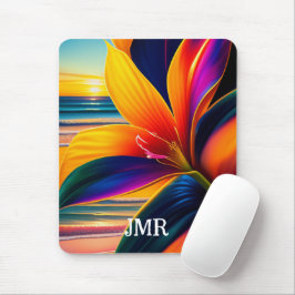 Alfombrilla De Ratón Tropical Paradise Flowers Monogram 