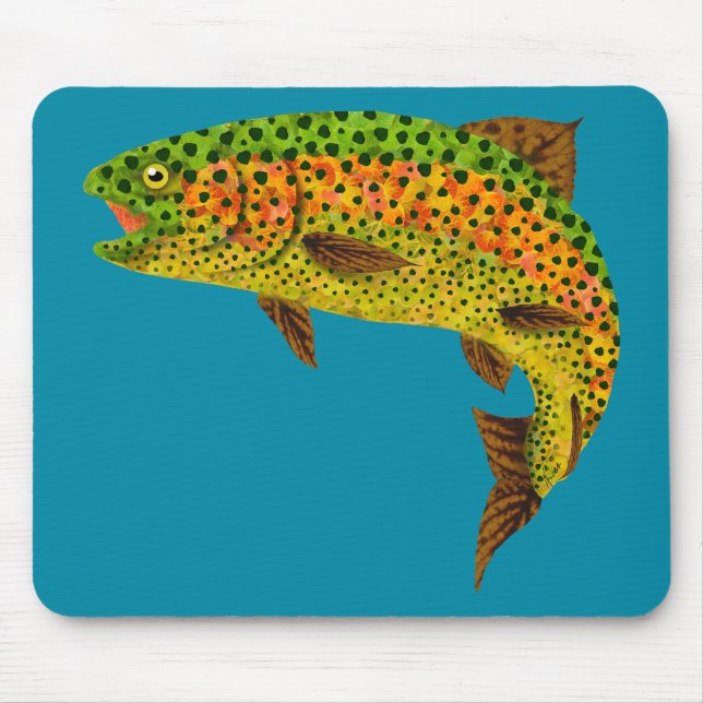 Alfombrilla De Ratón Trucha arco iris de hoja de lápiz 1 (Frente)