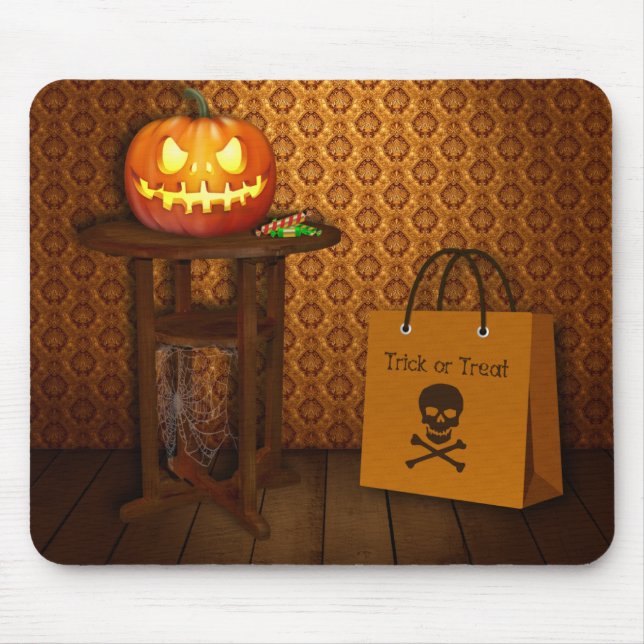 Alfombrilla De Ratón Truco o invitación de la calabaza de Halloween (Frente)