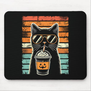 Alfombrilla De Ratón Truco O Trate Gato Negro Hipster Gracioso Hallowee