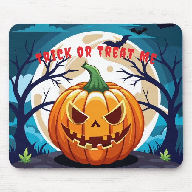 Alfombrilla De Ratón Truco o trato Calabaza Luz de luna (Frente)
