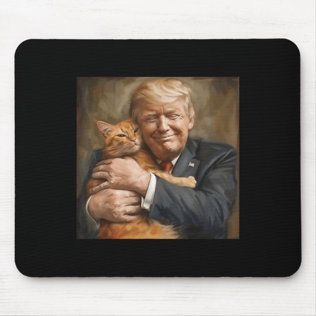 Alfombrilla De Ratón Trump Abrazando Un Gato Naranja 2024 (Frente)