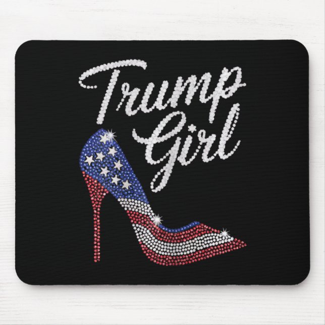 Alfombrilla De Ratón Trump Chica de alto talón Bandera Americana Hincha (Frente)