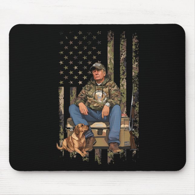 Alfombrilla De Ratón Trump con lechón de perro cazando camo Preside (Frente)