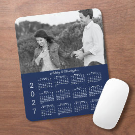 Alfombrilla De Ratón Tu calendario 2027 azul marino con nombres y foto
