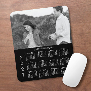 Alfombrilla De Ratón Tu calendario 2027 negro personalizado con nombres