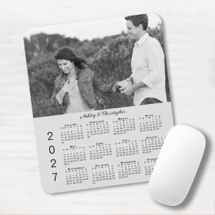 Alfombrilla De Ratón Tu calendario gris personalizado con nombres y fot